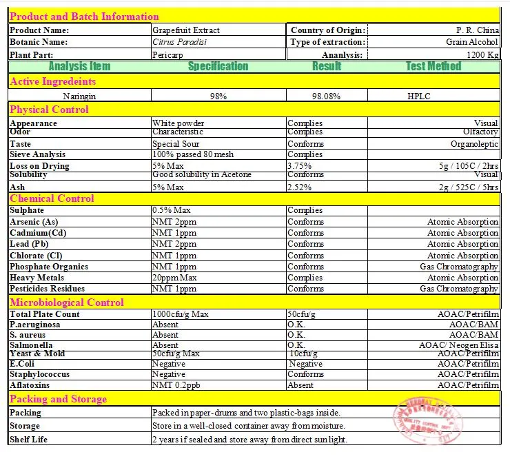 Herbway Pomeloes Extract Naringin 50%~98% Naringenin Powder Natural Citrus Paradisi Extract Grapefruit Extract